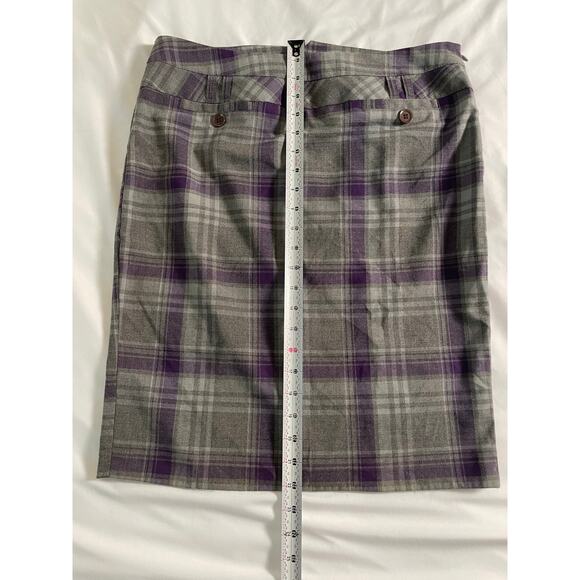 Vtg. Tracy Evans Gray and Purple Plaid Skirt SZ 9 - Picture 7 of 8